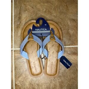 Nautica Women's Size 10 Flip Flops Sandals Thong Summer Beach Blue